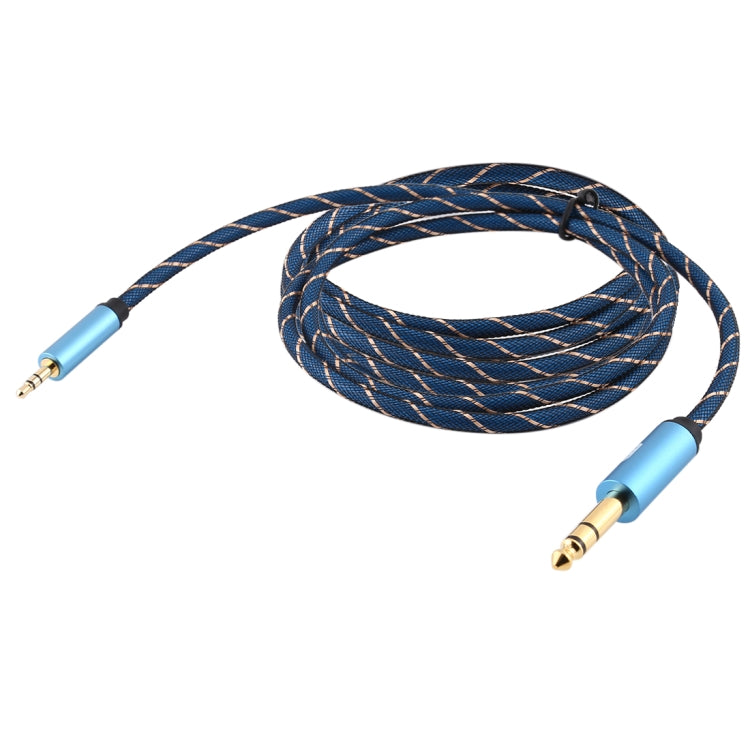 EMK 3.5mm Jack Male to 6.35mm Jack Male Gold Plated Connector Nylon Braid AUX Cable for Computer / X-BOX / PS3 / CD / DVD, Cable Length:5m(Dark Blue) - Audio Optical Cables by EMK | Online Shopping South Africa | PMC Jewellery | Buy Now Pay Later Mobicred