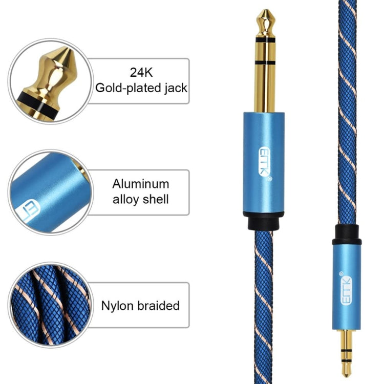 EMK 3.5mm Jack Male to 6.35mm Jack Male Gold Plated Connector Nylon Braid AUX Cable for Computer / X-BOX / PS3 / CD / DVD, Cable Length:5m(Dark Blue) - Audio Optical Cables by EMK | Online Shopping South Africa | PMC Jewellery | Buy Now Pay Later Mobicred