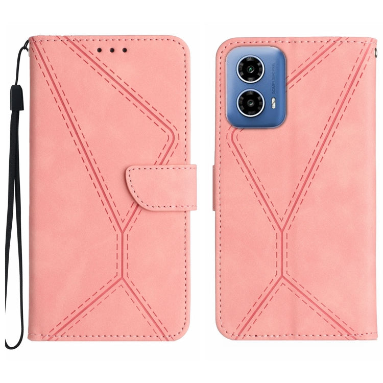 For Motorola Moto G34 5G Stitching Embossed Leather Phone Case(Pink) - Motorola Cases by PMC TechLife | Online Shopping South Africa | PMC TechLife | Buy Now Pay Later Mobicred