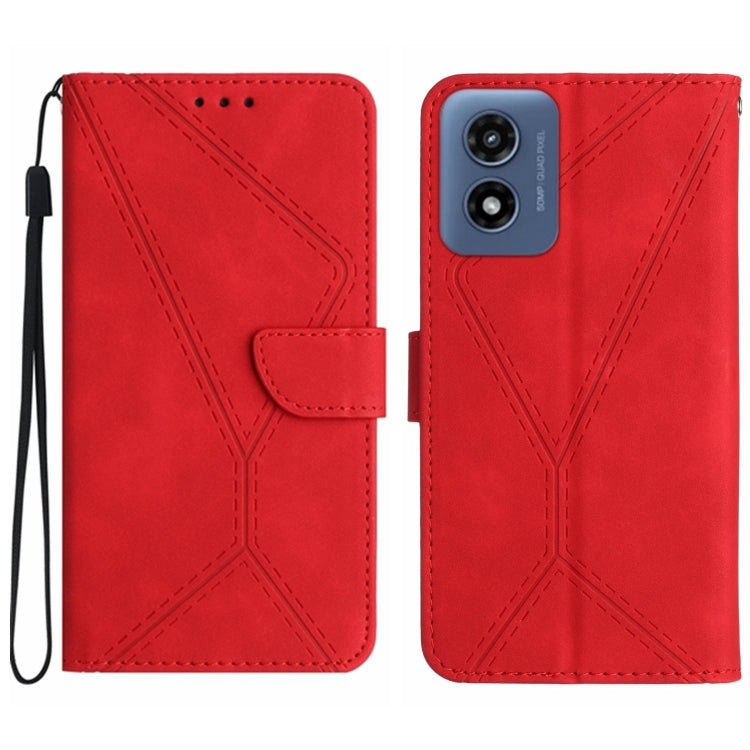 For Motorola Moto G Play 5G 2024 Stitching Embossed Leather Phone Case(Red) - Motorola Cases by PMC TechLife | Online Shopping South Africa | PMC TechLife | Buy Now Pay Later Mobicred