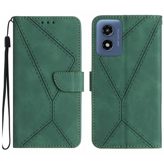 For Motorola Moto G Play 5G 2024 Stitching Embossed Leather Phone Case(Green) - Motorola Cases by PMC Jewellery | Online Shopping South Africa | PMC Jewellery | Buy Now Pay Later Mobicred