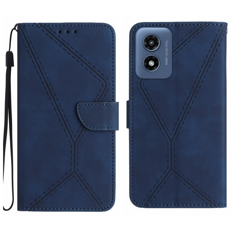 For Motorola Moto G Play 5G 2024 Stitching Embossed Leather Phone Case(Blue) - Motorola Cases by PMC TechLife | Online Shopping South Africa | PMC TechLife | Buy Now Pay Later Mobicred