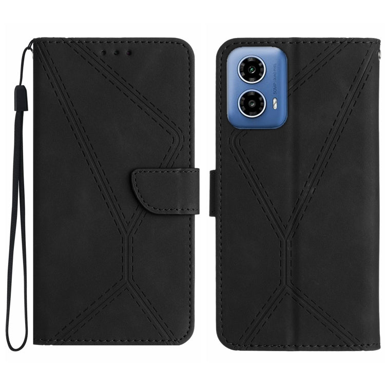 For Motorola Moto G Stylus 5G 2024 Stitching Embossed Leather Phone Case(Black) - Motorola Cases by PMC TechLife | Online Shopping South Africa | PMC TechLife | Buy Now Pay Later Mobicred