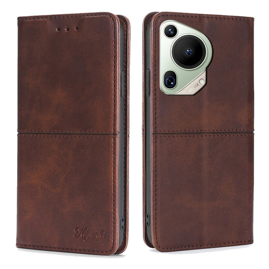 For Huawei Pura 70 Ultra 5G Cow Texture Magnetic Leather Phone Case(Dark Brown) - Huawei Cases by PMC Jewellery | Online Shopping South Africa | PMC Jewellery | Buy Now Pay Later Mobicred