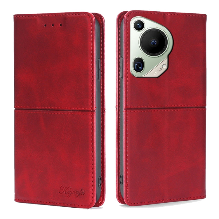 For Huawei Pura 70 Ultra 5G Cow Texture Magnetic Leather Phone Case(Red) - Huawei Cases by PMC Jewellery | Online Shopping South Africa | PMC Jewellery | Buy Now Pay Later Mobicred