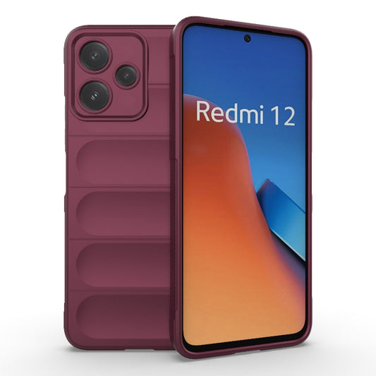 For Xiaomi Redmi 12 5G Magic Shield TPU + Flannel Phone Case(Wine Red) - Xiaomi Cases by PMC Jewellery | Online Shopping South Africa | PMC Jewellery | Buy Now Pay Later Mobicred