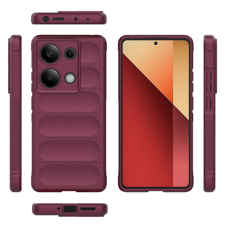 For Xiaomi Redmi Note 13 Pro 4G Global Magic Shield TPU + Flannel Phone Case(Wine Red) - Note 13 Pro Cases by PMC TechLife | Online Shopping South Africa | PMC TechLife | Buy Now Pay Later Mobicred