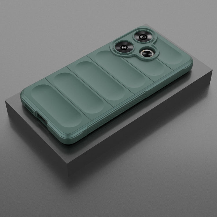 For Xiaomi Redmi Turbo 3 5G Magic Shield TPU + Flannel Phone Case(Dark Green) - Xiaomi Cases by PMC TechLife | Online Shopping South Africa | PMC TechLife | Buy Now Pay Later Mobicred