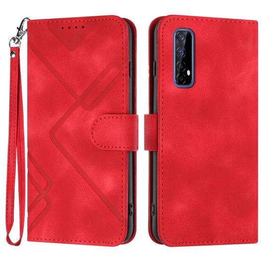 For Realme 7 / Narzo 20 Pro Line Pattern Skin Feel Leather Phone Case(Red) - Realme Cases by PMC Jewellery | Online Shopping South Africa | PMC Jewellery | Buy Now Pay Later Mobicred