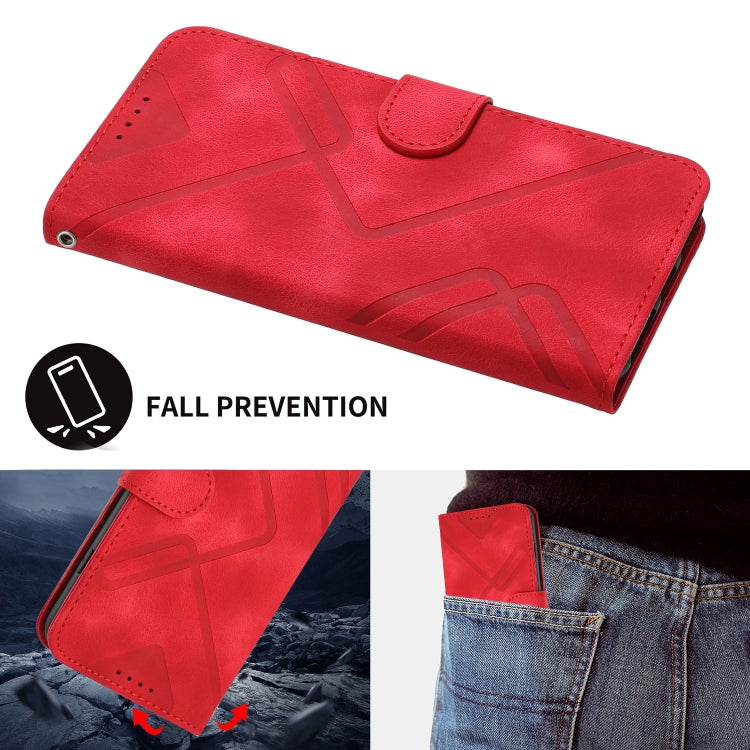 For OPPO A79 Line Pattern Skin Feel Leather Phone Case(Red) - OPPO Cases by PMC TechLife | Online Shopping South Africa | PMC TechLife | Buy Now Pay Later Mobicred
