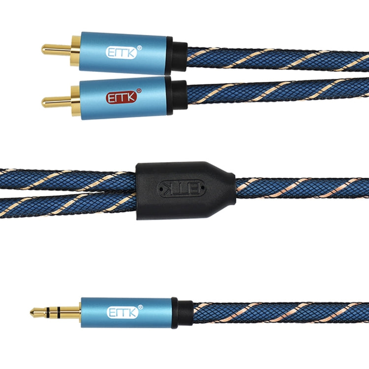 EMK 3.5mm Jack Male to 2 x RCA Male Gold Plated Connector Speaker Audio Cable, Cable Length:3m(Dark Blue) - Audio Optical Cables by EMK | Online Shopping South Africa | PMC Jewellery | Buy Now Pay Later Mobicred