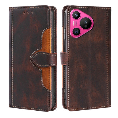 For Huawei Pura 70 5G Skin Feel Magnetic Buckle Leather Phone Case(Brown) - Huawei Cases by PMC Jewellery | Online Shopping South Africa | PMC Jewellery | Buy Now Pay Later Mobicred