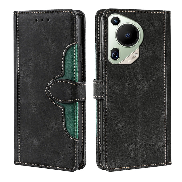 For Huawei Pura 70 Ultra 5G Skin Feel Magnetic Buckle Leather Phone Case(Black) - Huawei Cases by PMC Jewellery | Online Shopping South Africa | PMC Jewellery | Buy Now Pay Later Mobicred