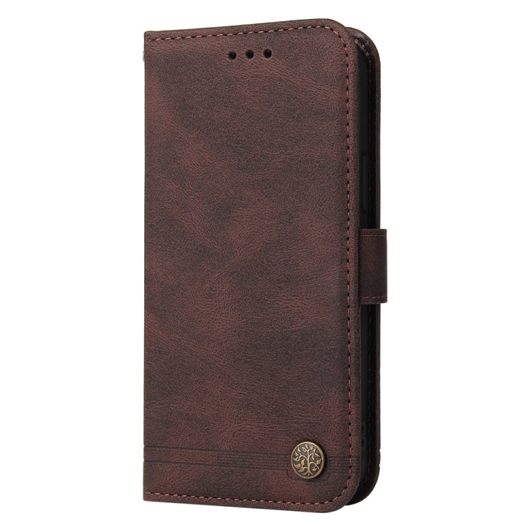 For Honor Magic6 Pro Skin Feel Life Tree Metal Button Leather Phone Case(Brown) - Honor Cases by PMC Jewellery | Online Shopping South Africa | PMC Jewellery | Buy Now Pay Later Mobicred