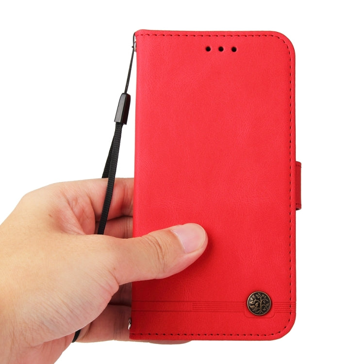 For Honor 200 Lite Global Skin Feel Life Tree Metal Button Leather Phone Case(Red) - Honor Cases by PMC TechLife | Online Shopping South Africa | PMC TechLife | Buy Now Pay Later Mobicred