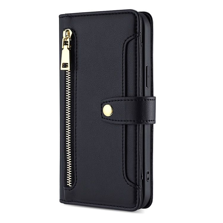 For Nokia C300 4G US Edition Lite Sheep Texture Cross-body Zipper Wallet Leather Phone Case(Black) - Nokia Cases by PMC TechLife | Online Shopping South Africa | PMC TechLife | Buy Now Pay Later Mobicred