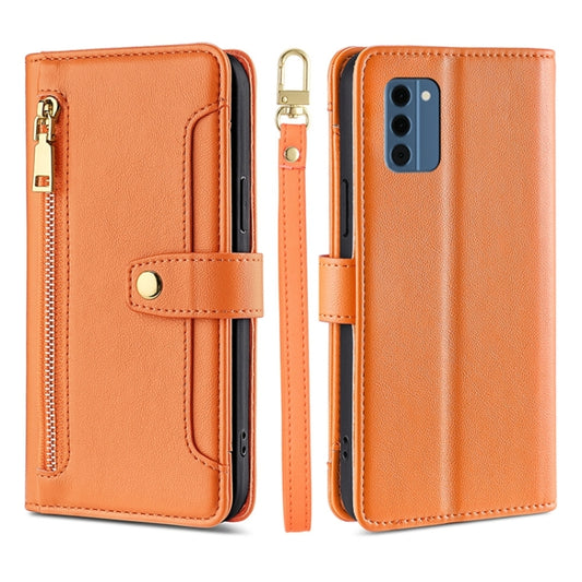 For Nokia C300 4G US Edition Lite Sheep Texture Cross-body Zipper Wallet Leather Phone Case(Orange) - Nokia Cases by PMC Jewellery | Online Shopping South Africa | PMC Jewellery | Buy Now Pay Later Mobicred