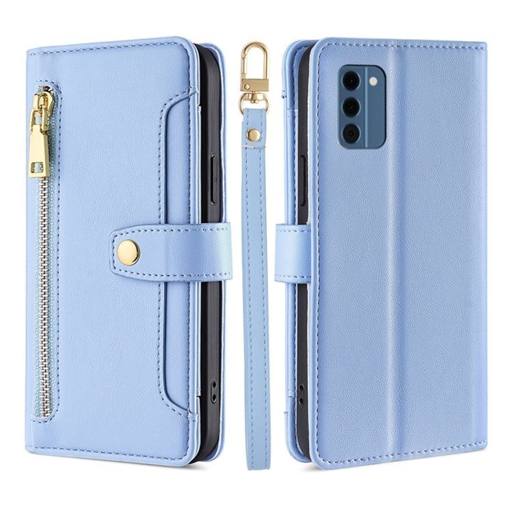 For Nokia C300 4G US Edition Lite Sheep Texture Cross-body Zipper Wallet Leather Phone Case(Blue) - Nokia Cases by PMC TechLife | Online Shopping South Africa | PMC TechLife | Buy Now Pay Later Mobicred