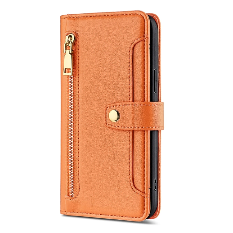 For Nokia G42 5G Lite Sheep Texture Cross-body Zipper Wallet Leather Phone Case(Orange) - Nokia Cases by PMC TechLife | Online Shopping South Africa | PMC TechLife | Buy Now Pay Later Mobicred