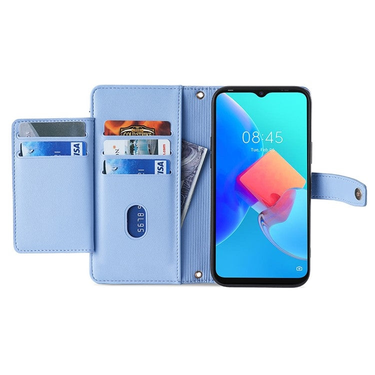 For Honor Magic6 5G Sheep Texture Cross-body Zipper Wallet Leather Phone Case(Blue) - Honor Cases by PMC TechLife | Online Shopping South Africa | PMC TechLife | Buy Now Pay Later Mobicred