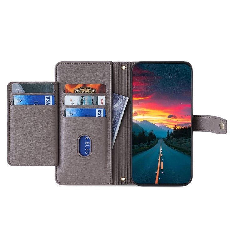 For Honor Play 60 Plus Sheep Texture Cross-body Zipper Wallet Leather Phone Case(Grey) - Honor Cases by PMC TechLife | Online Shopping South Africa | PMC TechLife | Buy Now Pay Later Mobicred