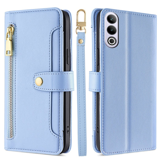 For OnePlus Ace 3V 5G Sheep Texture Cross-body Zipper Wallet Leather Phone Case(Blue) - OnePlus Cases by PMC Jewellery | Online Shopping South Africa | PMC Jewellery | Buy Now Pay Later Mobicred