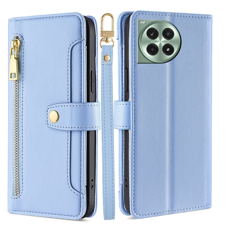 For OnePlus Ace 3 Pro 5G Sheep Texture Cross-body Zipper Wallet Leather Phone Case(Blue) - OnePlus Cases by PMC TechLife | Online Shopping South Africa | PMC TechLife | Buy Now Pay Later Mobicred