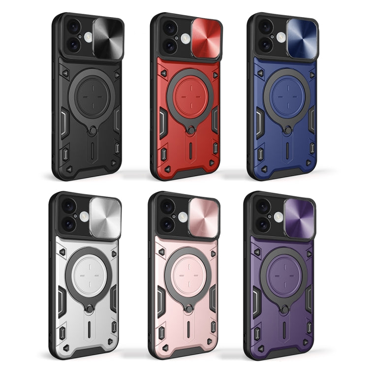 For iPhone 16 CD Texture Sliding Camshield Magnetic Holder Phone Case(Purple) - free shipping - PMC TechLife - Order now!