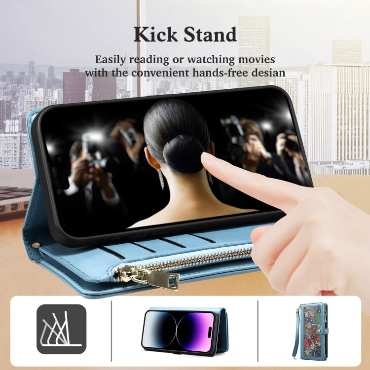 For Google Pixel 8 ESEBLE Star Series Lanyard Zipper Wallet RFID Leather Case(Blue) - Google Cases by ESEBLE | Online Shopping South Africa | PMC TechLife | Buy Now Pay Later Mobicred