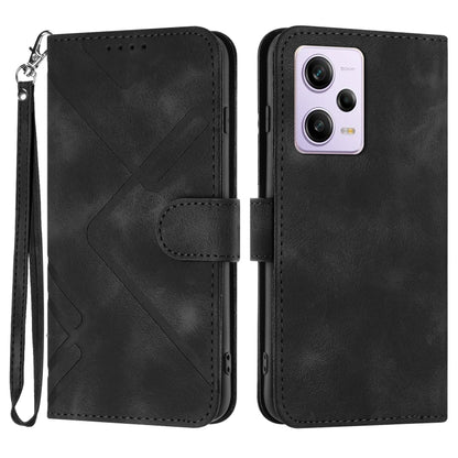 For Xiaomi Redmi Note 12 Pro 4G/5G Global Line Pattern Skin Feel Leather Phone Case(Black) - Xiaomi Cases by PMC Jewellery | Online Shopping South Africa | PMC Jewellery | Buy Now Pay Later Mobicred