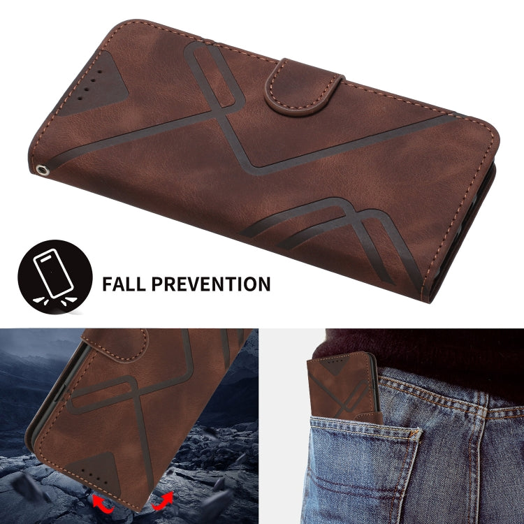 For Xiaomi Redmi K70 Line Pattern Skin Feel Leather Phone Case(Coffee) - K70 Cases by PMC TechLife | Online Shopping South Africa | PMC TechLife | Buy Now Pay Later Mobicred