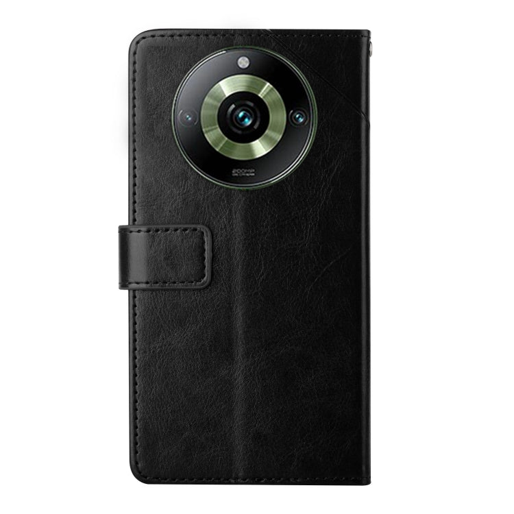 For Realme 11 Pro 5G / 11 Pro+ 5G HT01 Y-shaped Pattern Flip Leather Phone Case(Black) - Realme Cases by PMC TechLife | Online Shopping South Africa | PMC TechLife | Buy Now Pay Later Mobicred