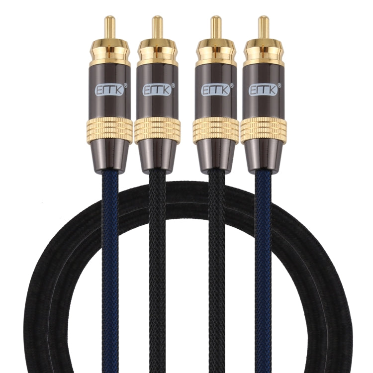 EMK 2 x RCA Male to 2 x RCA Male Gold Plated Connector Nylon Braid Coaxial Audio Cable for TV / Amplifier / Home Theater / DVD, Cable Length:1m(Black) - Audio Optical Cables by EMK | Online Shopping South Africa | PMC Jewellery | Buy Now Pay Later Mobicred