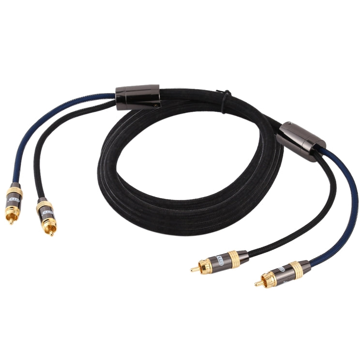 EMK 2 x RCA Male to 2 x RCA Male Gold Plated Connector Nylon Braid Coaxial Audio Cable for TV / Amplifier / Home Theater / DVD, Cable Length:3m(Black) - Audio Optical Cables by EMK | Online Shopping South Africa | PMC Jewellery | Buy Now Pay Later Mobicred