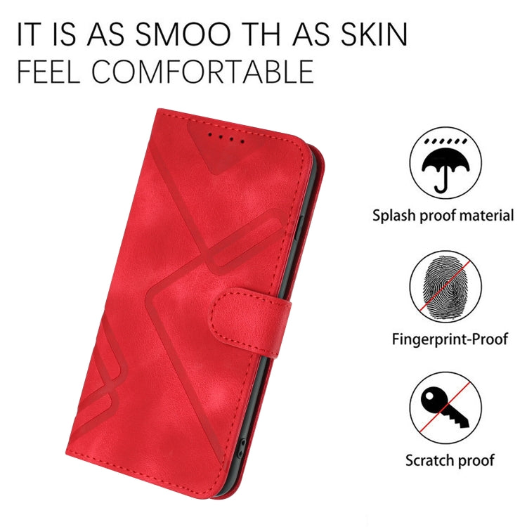 For Samsung Galaxy A22 5G Line Pattern Skin Feel Leather Phone Case(Red) - Galaxy Phone Cases by PMC Jewellery | Online Shopping South Africa | PMC Jewellery