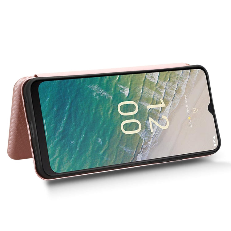 For Nokia C32 Carbon Fiber Texture Flip Leather Phone Case(Pink) - Nokia Cases by PMC TechLife | Online Shopping South Africa | PMC TechLife | Buy Now Pay Later Mobicred