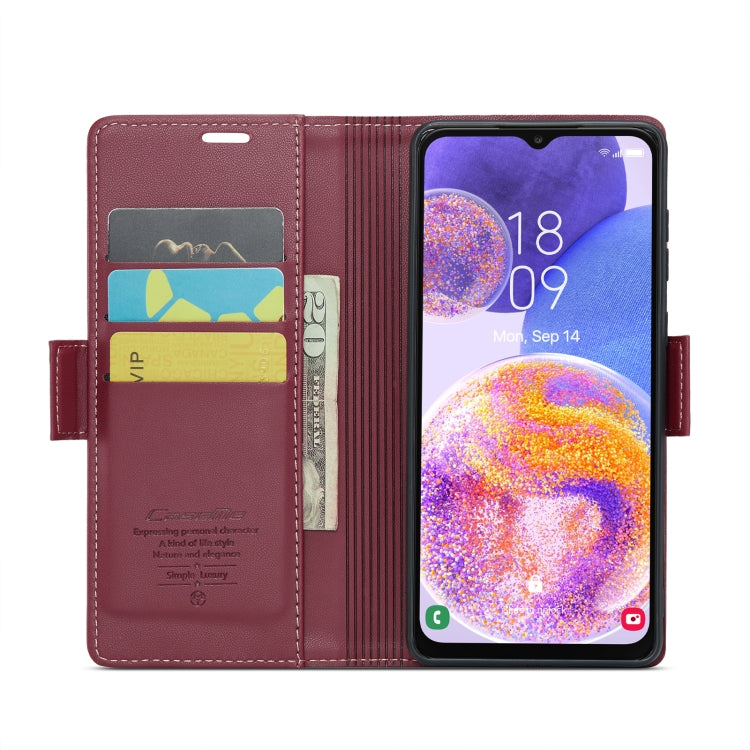 For Samsung Galaxy A23 CaseMe 023 Butterfly Buckle Litchi Texture RFID Anti-theft Leather Phone Case(Wine Red) - Galaxy Phone Cases by CaseMe | Online Shopping South Africa | PMC Jewellery | Buy Now Pay Later Mobicred