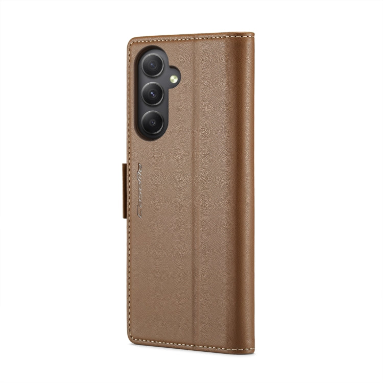 For Samsung Galaxy A34 5G CaseMe 023 Butterfly Buckle Litchi Texture RFID Anti-theft Leather Phone Case(Brown) - Galaxy Phone Cases by CaseMe | Online Shopping South Africa | PMC Jewellery | Buy Now Pay Later Mobicred