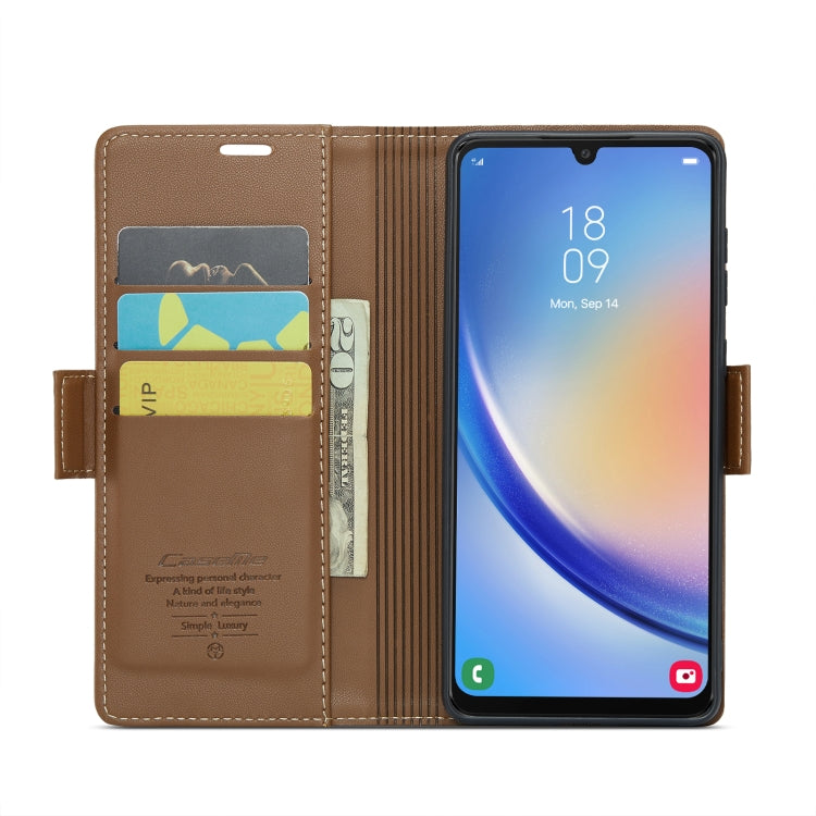 For Samsung Galaxy A34 5G CaseMe 023 Butterfly Buckle Litchi Texture RFID Anti-theft Leather Phone Case(Brown) - Galaxy Phone Cases by CaseMe | Online Shopping South Africa | PMC Jewellery | Buy Now Pay Later Mobicred