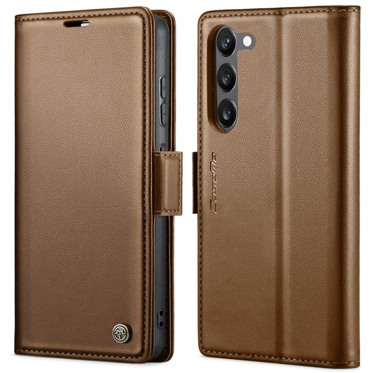 For Samsung Galaxy S23 5G CaseMe 023 Butterfly Buckle Litchi Texture RFID Anti-theft Leather Phone Case(Brown) - Galaxy S23 5G Cases by CaseMe | Online Shopping South Africa | PMC Jewellery | Buy Now Pay Later Mobicred