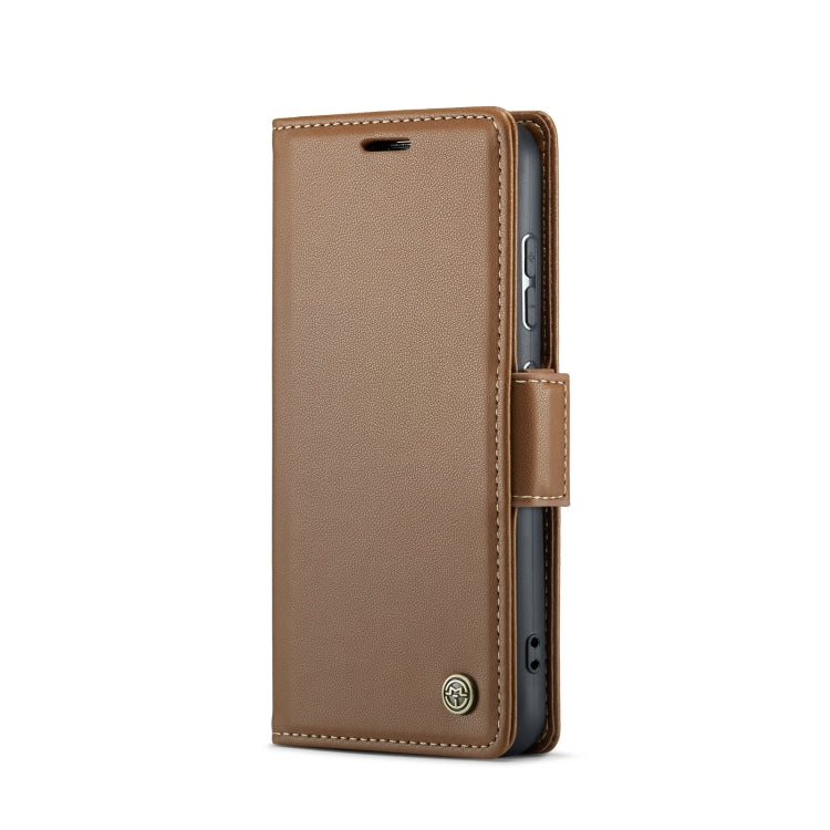 For Samsung Galaxy S23 5G CaseMe 023 Butterfly Buckle Litchi Texture RFID Anti-theft Leather Phone Case(Brown) - Galaxy S23 5G Cases by CaseMe | Online Shopping South Africa | PMC Jewellery | Buy Now Pay Later Mobicred