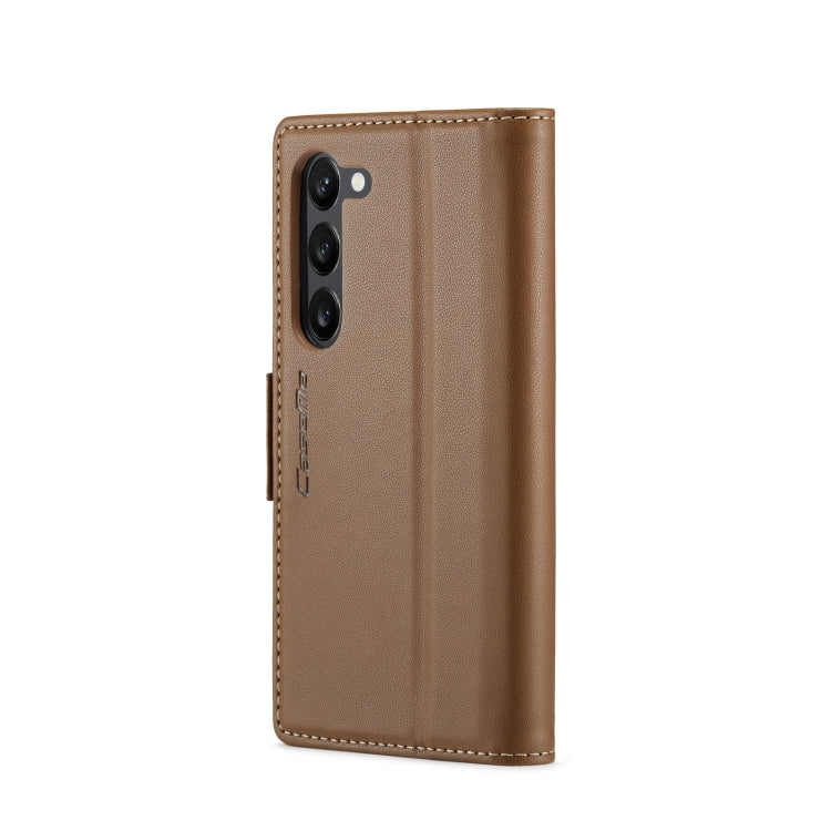 For Samsung Galaxy S23 5G CaseMe 023 Butterfly Buckle Litchi Texture RFID Anti-theft Leather Phone Case(Brown) - Galaxy S23 5G Cases by CaseMe | Online Shopping South Africa | PMC Jewellery | Buy Now Pay Later Mobicred