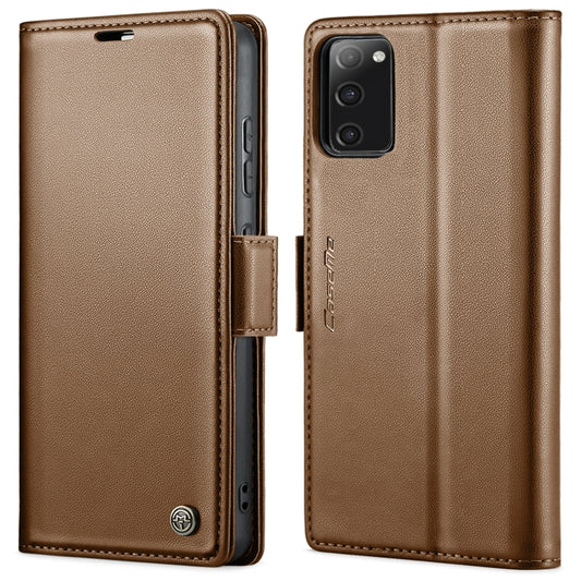 For Samsung Galaxy S20 FE CaseMe 023 Butterfly Buckle Litchi Texture RFID Anti-theft Leather Phone Case(Brown) - Galaxy S20 FE Cases by CaseMe | Online Shopping South Africa | PMC Jewellery | Buy Now Pay Later Mobicred