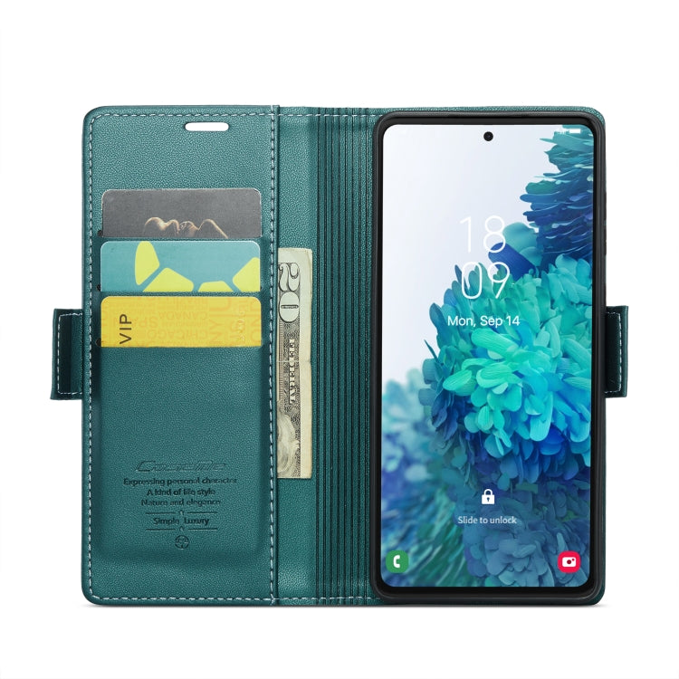 For Samsung Galaxy S20 FE CaseMe 023 Butterfly Buckle Litchi Texture RFID Anti-theft Leather Phone Case(Pearly Blue) - Galaxy S20 FE Cases by CaseMe | Online Shopping South Africa | PMC Jewellery | Buy Now Pay Later Mobicred