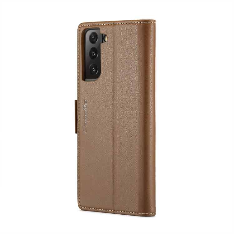 For Samsung Galaxy S21 FE 5G CaseMe 023 Butterfly Buckle Litchi Texture RFID Anti-theft Leather Phone Case(Brown) - Galaxy Phone Cases by CaseMe | Online Shopping South Africa | PMC Jewellery | Buy Now Pay Later Mobicred