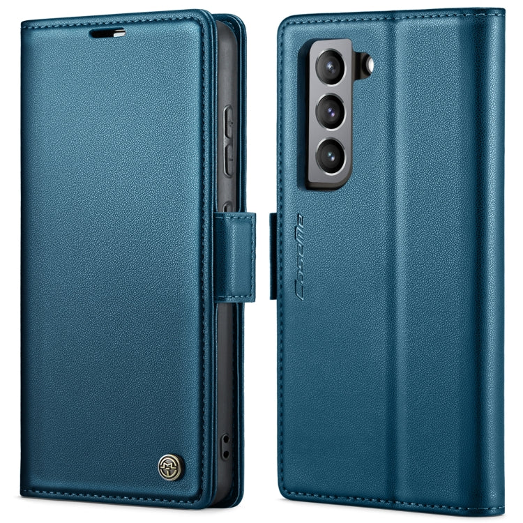 For Samsung Galaxy S21 FE 5G CaseMe 023 Butterfly Buckle Litchi Texture RFID Anti-theft Leather Phone Case(Blue) - Galaxy Phone Cases by CaseMe | Online Shopping South Africa | PMC Jewellery | Buy Now Pay Later Mobicred