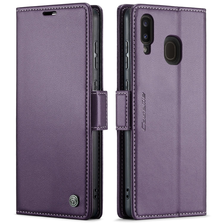 For Samsung Galaxy A40 CaseMe 023 Butterfly Buckle Litchi Texture RFID Anti-theft Leather Phone Case(Pearly Purple) - Galaxy Phone Cases by CaseMe | Online Shopping South Africa | PMC Jewellery | Buy Now Pay Later Mobicred