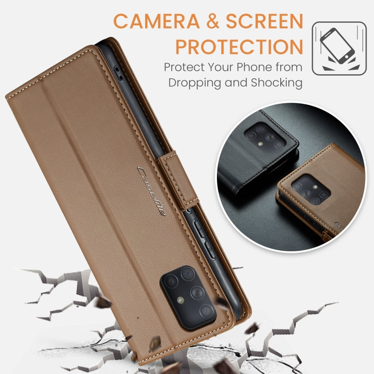 For Samsung Galaxy A71 4G CaseMe 023 Butterfly Buckle Litchi Texture RFID Anti-theft Leather Phone Case(Brown) - Galaxy Phone Cases by CaseMe | Online Shopping South Africa | PMC Jewellery | Buy Now Pay Later Mobicred