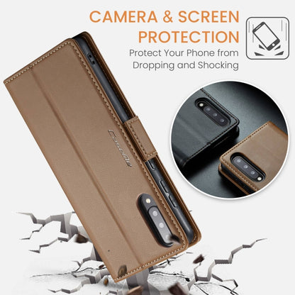 For Samsung Galaxy A70/A70s CaseMe 023 Butterfly Buckle Litchi Texture RFID Anti-theft Leather Phone Case(Brown) - Galaxy Phone Cases by CaseMe | Online Shopping South Africa | PMC Jewellery | Buy Now Pay Later Mobicred