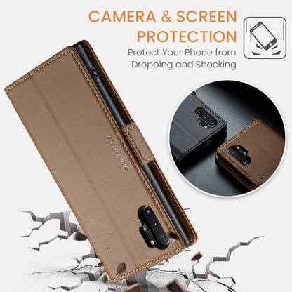 For Samsung Galaxy Note10+ CaseMe 023 Butterfly Buckle Litchi Texture RFID Anti-theft Leather Phone Case(Brown) - Galaxy Phone Cases by CaseMe | Online Shopping South Africa | PMC Jewellery | Buy Now Pay Later Mobicred